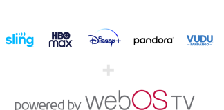 The ‘powered by webOS TV’ logo below the logos of popular global streaming services coming to the TVs